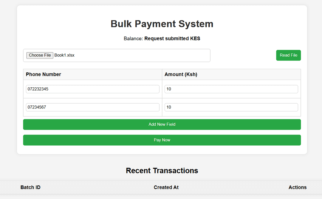 Bulk Payment API System